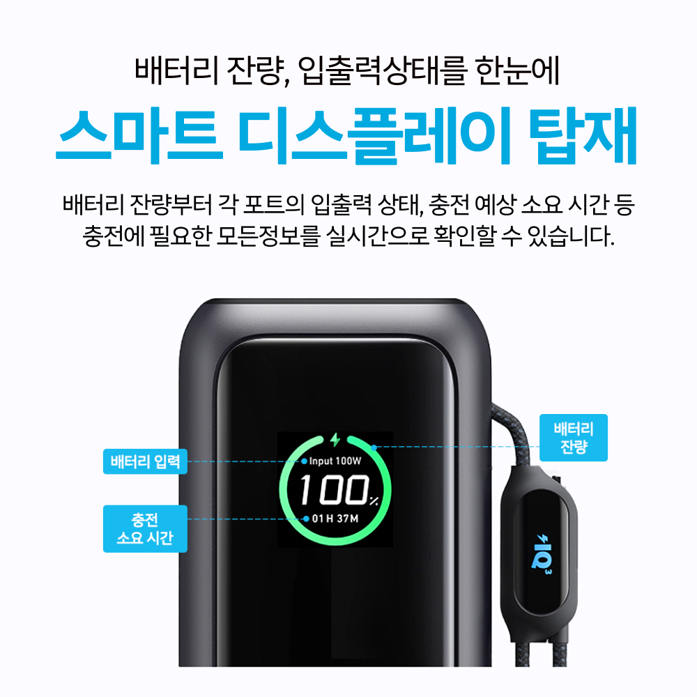 앤커 랩탑 파워뱅크 25000mAh 165W 보조배터리 (C타입 케이블 일체형) A1695